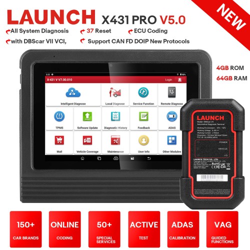 2024 LAUNCH X431 V (V5.0) Bluetooth Bi-Directional Scanner Full System Diagnostic Tool with Online Coding, 37+ Service, Key Programming