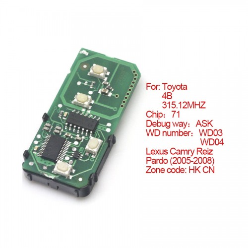 Smart card board 4 buttons 315.12MHZ for Toyota number :271451-0140-HK-CN