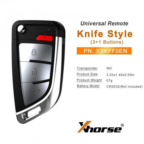 5pcs XHORSE XSKFF0EN Knife Skype ( 3+1 Buttons) Universal Remote Blade Shape Key