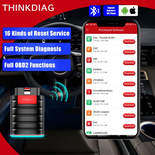 Full Version THINKCAR Thinkdiag Full System OBD2 Car Diagnostic Scan Tool With All Software License 1 Year Free Update