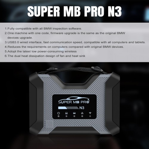 SUPER MB PRO N3 (BMW A3) BMW Diagnostic Tool Support WIFI With V2022.12 Latest BMW Software HDD & All Cable and Carrying Case