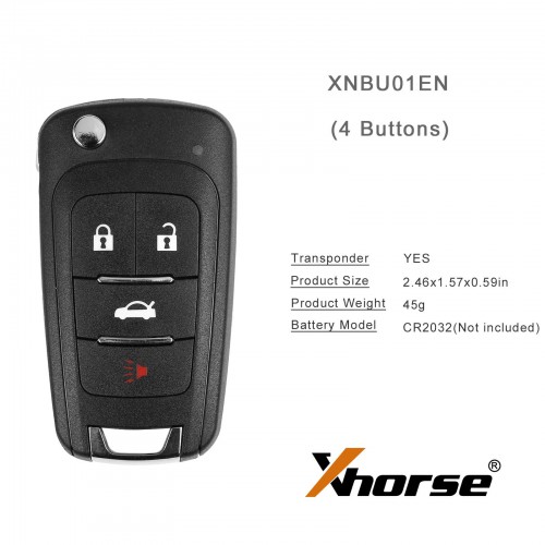 5pcs XHORSE XNBU01EN for GM Buick Universal Remote Key ( Folded 4 buttons )