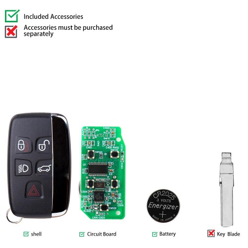 5pcs Lonsdor Smart Key for 2015-2018 Land Rover & Jaguar JLR 433MHZ/ 315MHZ 5 Buttons Key