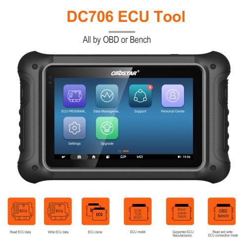 OBDSTAR DC706 ECU Tool for ECM + TCM Clone by OBD/ BENCH Mode for Car and Motorcycle
