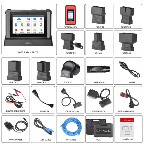 2024 LAUNCH X431 PAD V ELITE Bi-Directional Diagnostic Tool J2534 & Online Programming Topology Map CANFD DOIP 60 Service Same Functions as PAD VII