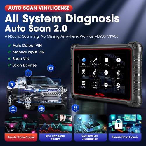 2024 AUTEL MaxiPRO MP900 MP900E Bidirectional Diagnostic Scanner CAN FD & DOIP, ECU Coding, 40+ Services, WiFi Print, VIN/ License Scan, Android 11.0