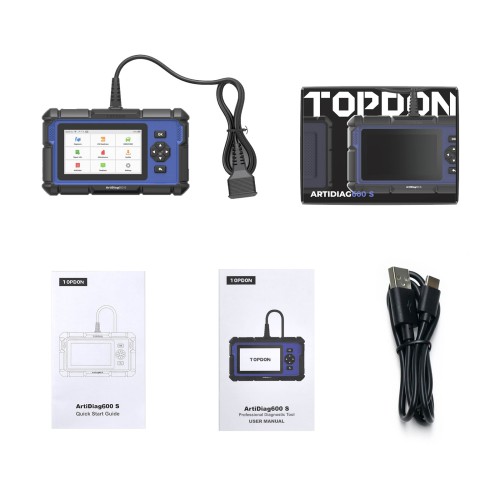 TOPDON Artidiag 600S AD600S OBD2 Scanner for ABS/SRS/at/Engine, 8 Reset Services, Oil/Brake/BMS/SAS/DPF/TPMS Reset/ABS Bleeding/Throttle Adaptation