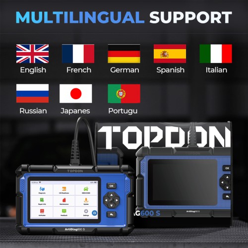 TOPDON Artidiag 600S AD600S OBD2 Scanner for ABS/SRS/at/Engine, 8 Reset Services, Oil/Brake/BMS/SAS/DPF/TPMS Reset/ABS Bleeding/Throttle Adaptation