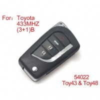 Modified Remote Key 4 Buttons 433MHZ for Toyota (not including the chip)