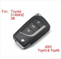 Modified Remote Key 3Buttons 314.3MHZ for Toyota (without Remote Chip)