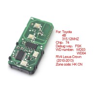 Smart card board 4 buttons 315.12MHZ for Toyota number :271451-5290-Eur