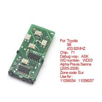 Smart card board 5 buttons 433.92MHZ for Toyota number :271451-0780-Eur