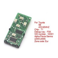 Smart card board 5 buttons 433.92MHZ for Toyota number :271451-6221-Eur