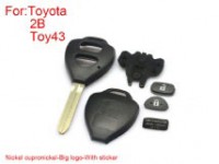 2 buttons remote key shell for Toyota Corolla Easy to cut copper-nickel alloy big logo with sticker 5pcs/lot