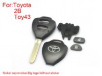 2 buttons remote key shell for Toyota Corolla Easy to cut copper-nickel alloy big logo without sticker 5pcs/lot