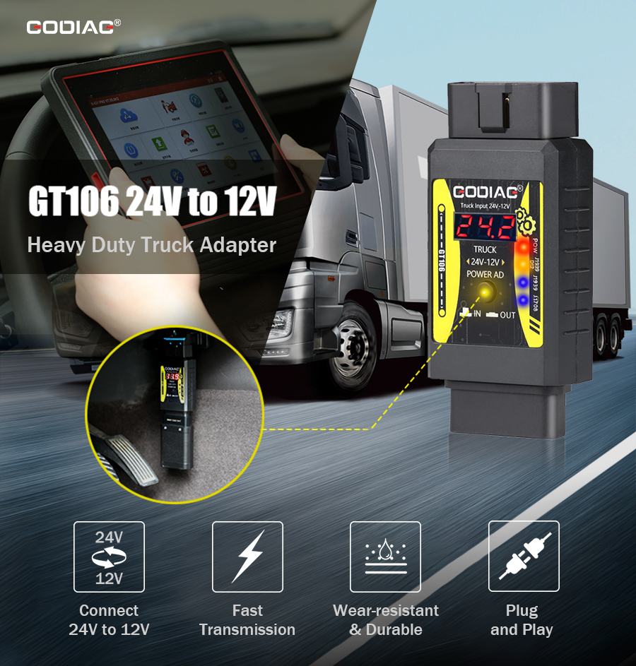 Godiag GT106 24V to 12V  heavy Duty Truck Adapter-1