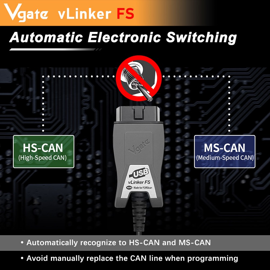 Vgate vLinker FS ELM327 For Ford FORScan HS/MS-CAN