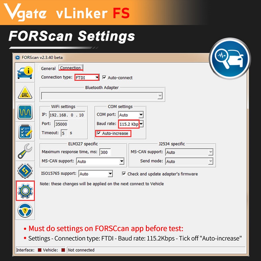 Vgate vLinker FS ELM327 For Ford FORScan HS/MS-CAN-4