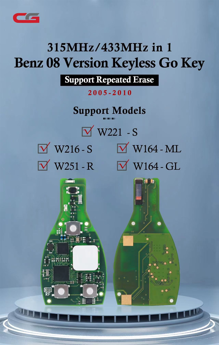 CG Mercedes Benz Keyless Go Key 2-in-1 315MHz/433MHz 