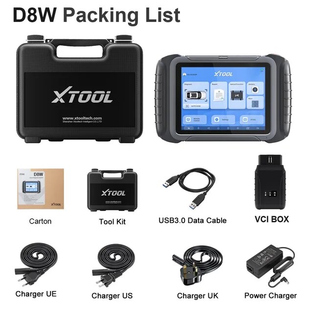 XTOOL D8W Package list
