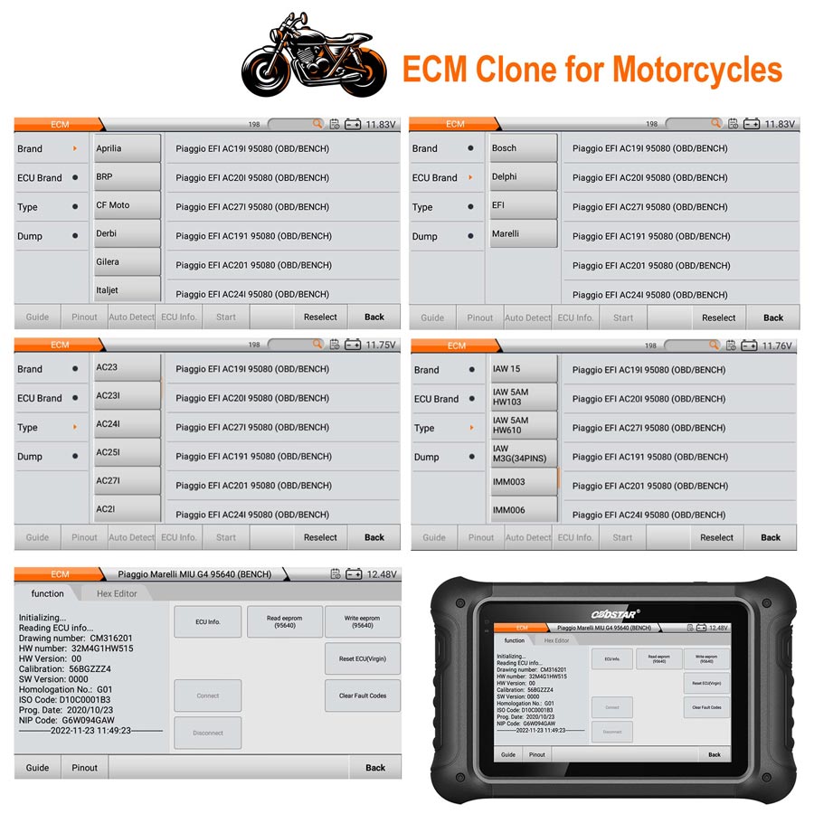 OBDSTAR DC706 ECU Tool for ECM Clone for Motorcycles