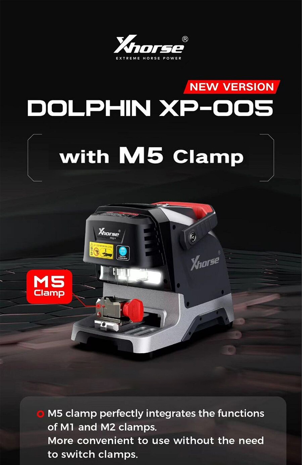 Xhorse Dolphin XP-005 Key Cutting Machine with M5 Clamp
