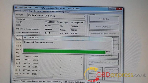 a photo of BMW CAS4 CAS4  KM Reset on bench with Xhorse VVDI2 16