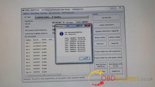 a photo of BMW CAS4 CAS4  KM Reset on bench with Xhorse VVDI2