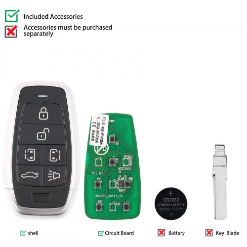 AUTEL IKEYAT006BL Independent 6 Buttons Universal Smart Key