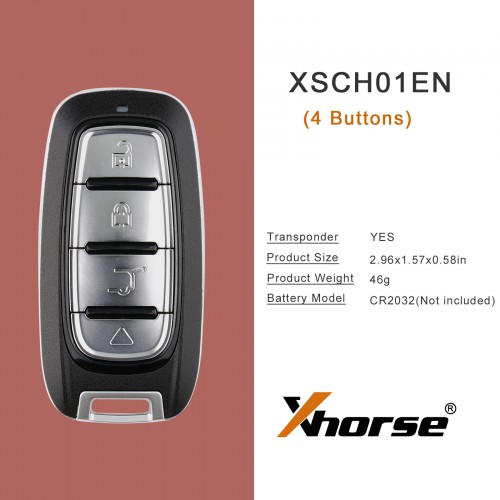 5pcs XHORSE XSCH01EN Chrysler Style XM38 Universal Smart Key for 4D-8A Chips 4-Buttons