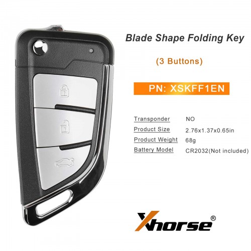 5pcs Xhorse XSKFF1EN 3 Button Knife Style Universal Smart Remote Key Blade Folding Key