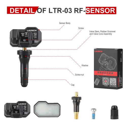 4PCS LAUNCH LTR-03 RF Sensor RF-Sensor 315MHz & 433MHz TPMS Sensor Tool (Rubber)
