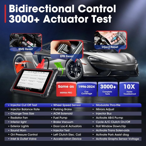 2024 AUTEL MaxiPRO MP900 MP900E Bidirectional Diagnostic Scanner CAN FD & DOIP, ECU Coding, 40+ Services, WiFi Print, VIN/ License Scan, Android 11.0