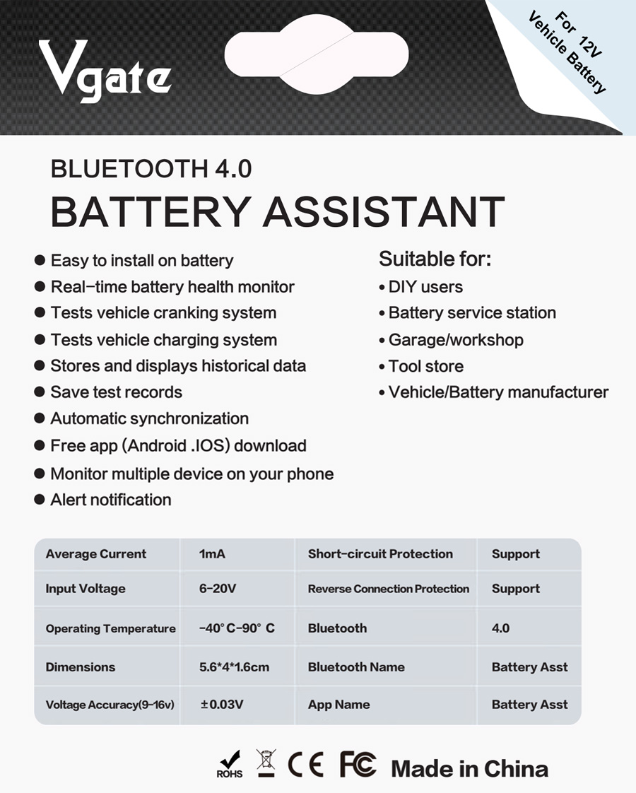 Vgate Battery Assistant BlueTooth 4.0-2
