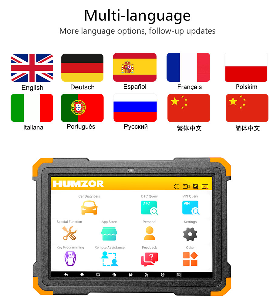 Humzor NexzDAS Pro support multi-language