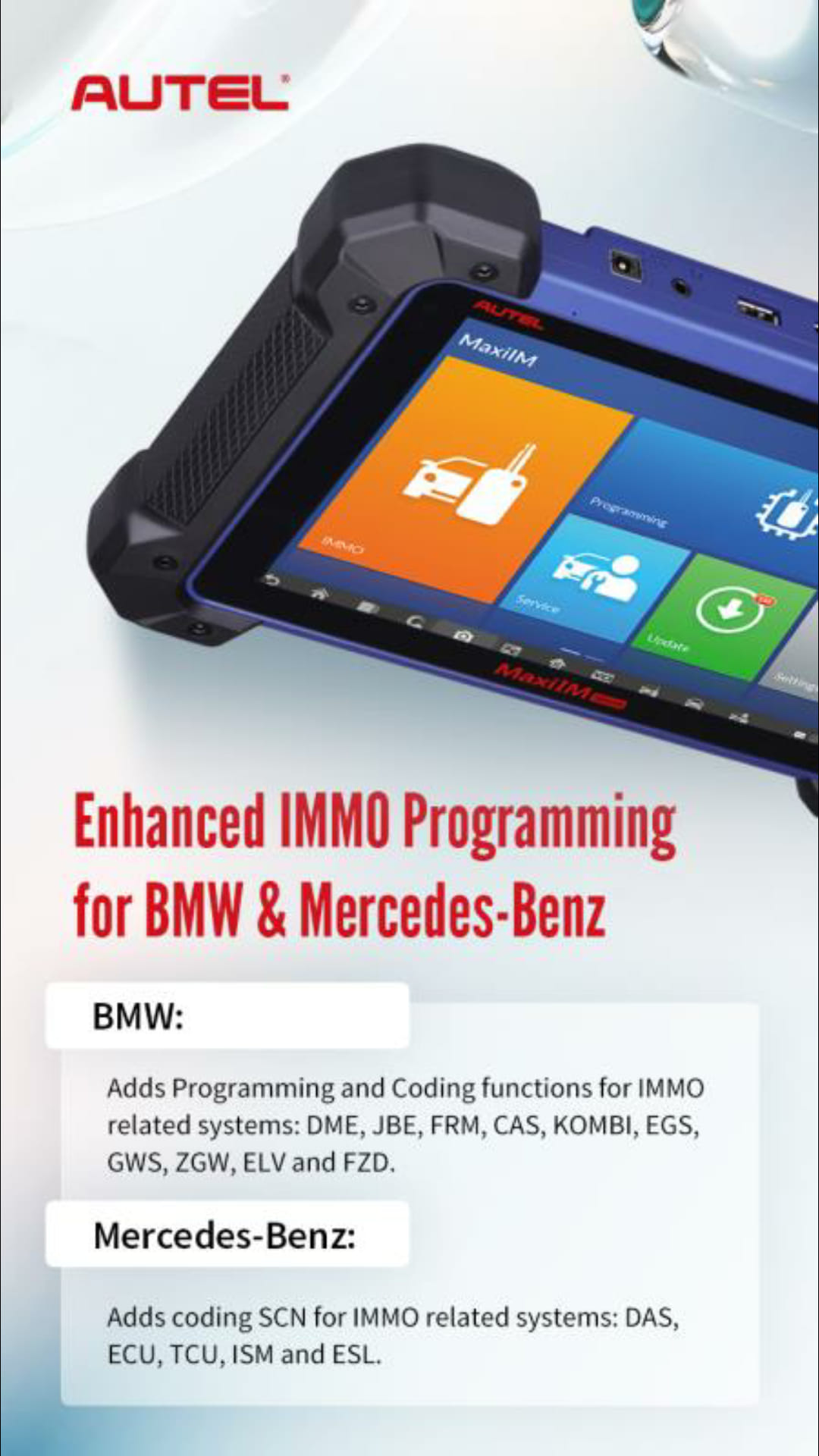 Autel IMMO function upgrade for BMW and Mercedes-Benz