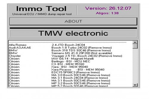 IMMO TOOL V26.12.2007 Send by CD