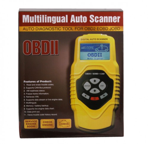 QUICKLYNKS Highend Diagnostic Scan Tool OBDII auto scanner T79 (yellow, multilingual,updatable)