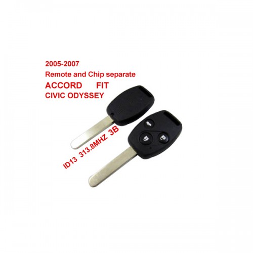 Remote Key 3 Button and Chip Separate ID:13 (313.8MHZ) For 2005-2007 Honda