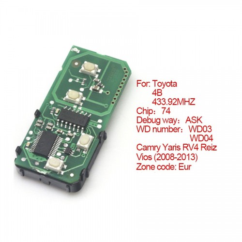 Smart card board 4 buttons 433.92MHZ for Toyota number :271451-3370-Eur