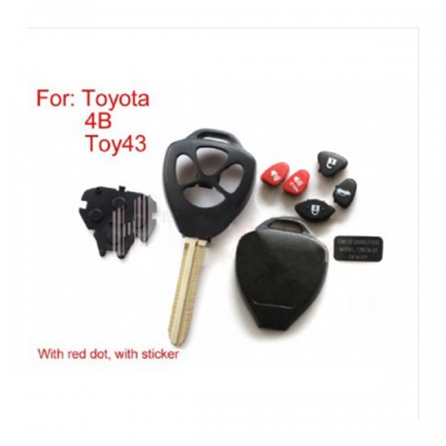 Remote Key Shell 4 Button (with red dot) for Toyota 5 Pcs/lot