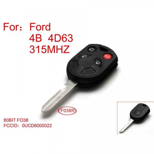 Remote key 4 Button 4D63-80BIT 315 Mhz for Ford