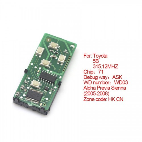 Smart card board 5 buttons 315.12MHZ For Toyota number :271451-0780-HK-CN