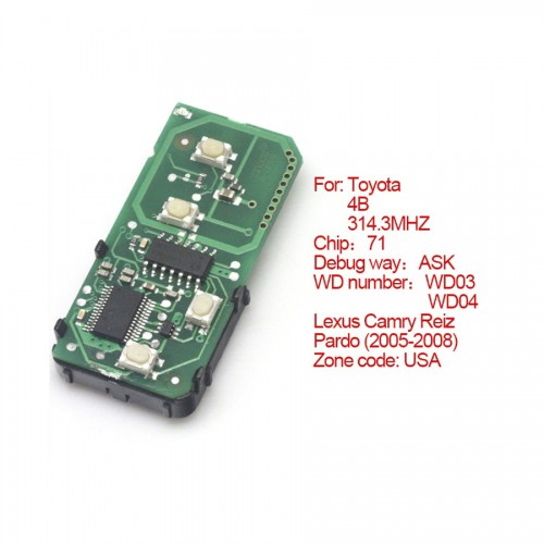 Smart card board 4 key 314.3 MHZ for Toyota number 271451-0140-USA