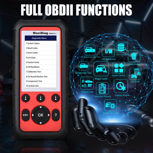 AUTEL MaxiDiag MD808 Pro OBD2 Full System Diagnostic Tool OBDII Scanner Support Multi-Language Lifetime Free Update