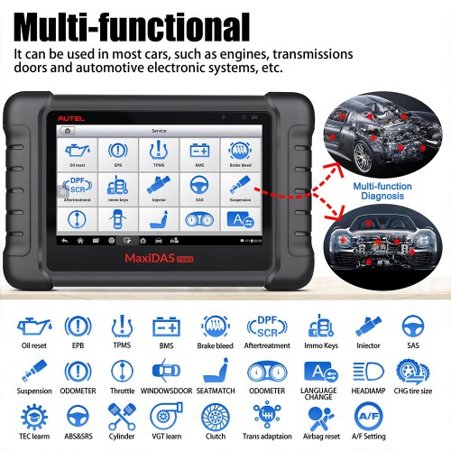 AUTEL MaxiDAS DS808K Full System Tablet Diagnostic Tool Full Set Support Injector Coding Same as MP808K