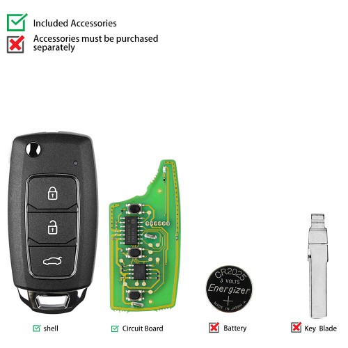XHORSE XKHY05EN Hyundai style Wired Universal Remote Key Fob 3 Button for VVDI2 VVDI Key Tool