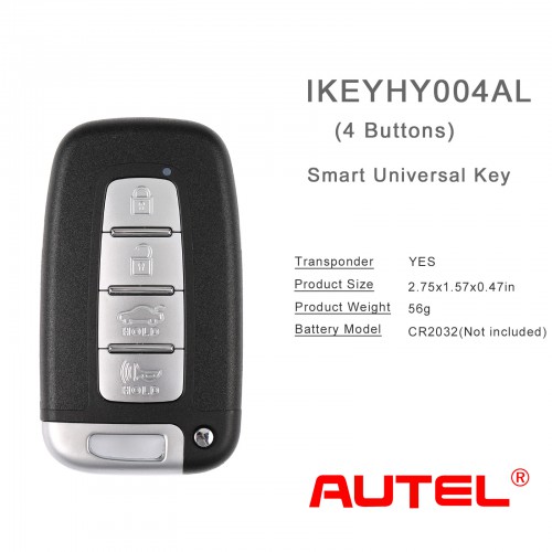 AUTEL IKEYHY004AL Hyundai 4 Buttons Universal Smart Key