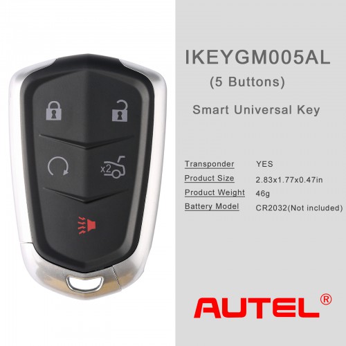 AUTEL IKEYGM005AL GM Cadillac 5 Buttons Universal Smart Key