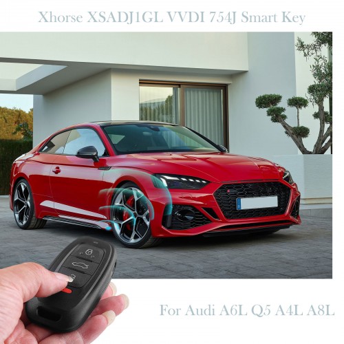 Xhorse XSADJ1GL VVDI 754J Smart Key 315/ 433/ 868MHZ for Audi A6L Q5 A4L A8L With Key Shell